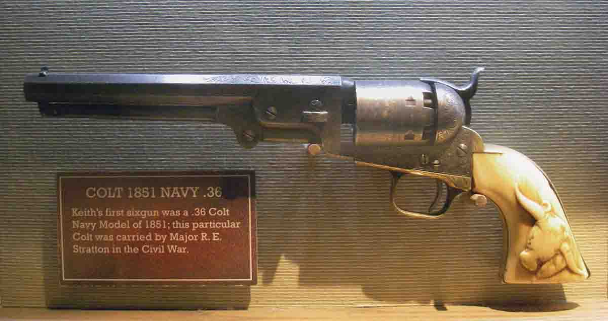 This engraved Colt Model 1851 Navy saw use in the Civil War and was used by Elmer Keith.